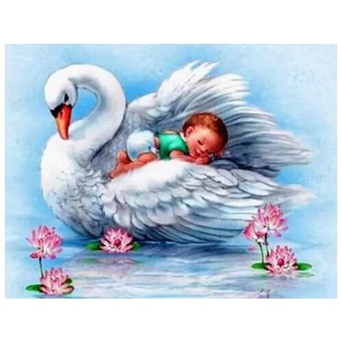 ARMYQZ5D Diamond Painting Swan Animal Full Circular Diamond Embroidery Embroidery Diamond Home Decoration Gift H