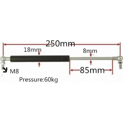 1pcs 60kg Force 250mm Hole Center Distance 85mm Stroke 250*85mm M8 Gas Spring Damper