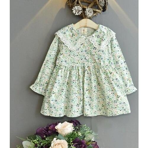Kids Dress Kids Clothes Girls Dress 2021 Spring Autumn New Korean Long-sleeved Floral Dress Princess Dress 2-6Y Pink Dress