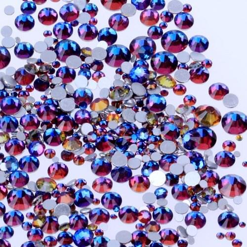 Blue Rainbow Non Hotfix Crystal Rhinestones For Nails Art Decoration SS3-SS30 Flatback Glue On Strass Stones DIY Crafts Garments