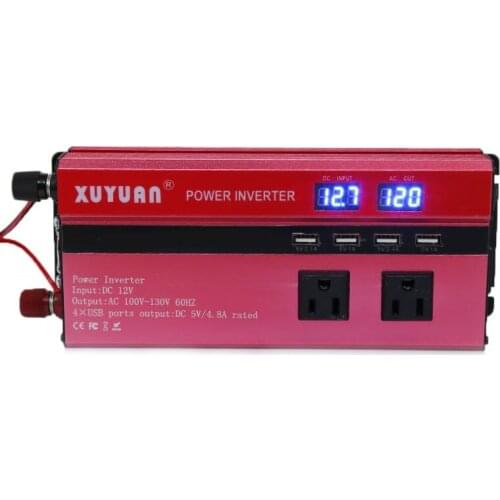 4000W Solar Power Inverter Sine Wave LED 4 USB DC12/24V To AC110V/220V Convert