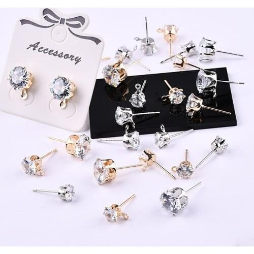 Fine fashion 20pair/lot zircon decoration Stainless Steel women stud earrings charms diy jewelry earring pendants accessory