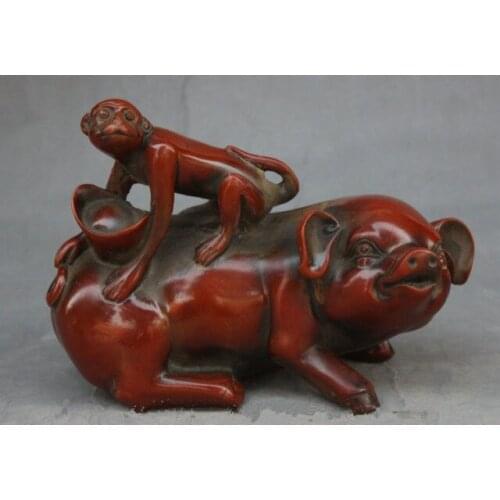 Exquisite Interesting China decorative artificial resin animal zodiac of pig monkey sculpture
