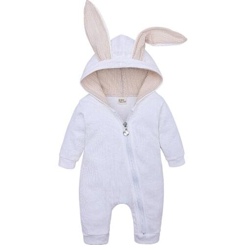 Newborn Baby Clothes Cotton Knit Baby Rompers For Spring Autumn Rabbit Ears Hoodie Lovely Baby Girl Boy Sleeping Clothing