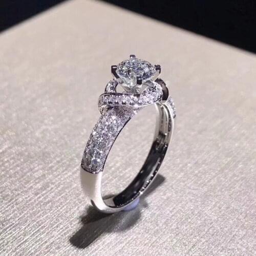 Exquisite flower ladies ring set with high quality clear AAA zircon jewelry bride wedding engagement ring anniversary jewelry