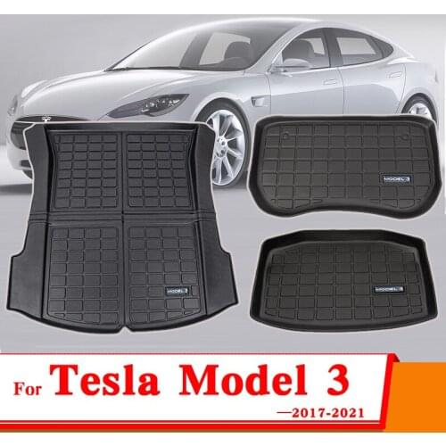 3Pcs/Set Upgrade Model 3 2021 Trunk Mat For Tesla Model 3 Mat Accessories Car Trunk Mats Model Three 2017- 2021 Waterproof Pad