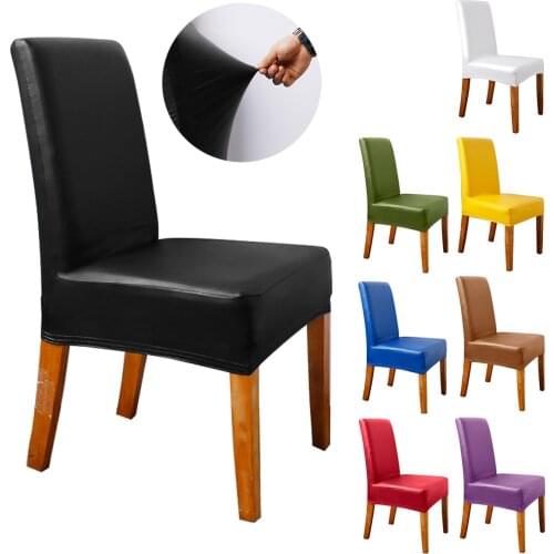 Leather Banquet Chair Cover Seat Case Solid Spandex Stretch Party Decor Chair Cover Dining Room Protector Housse De Chaise D40