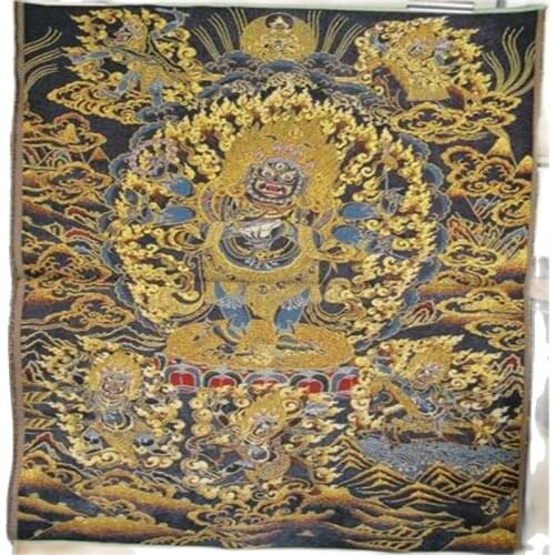 Nepal Thangka Brocade Painting Gold silk woven Buddha statue