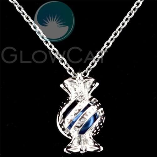 New Year Candy Design Beads Pearl Cage Perfume Diffuser Pendants Locket Necklace K1209