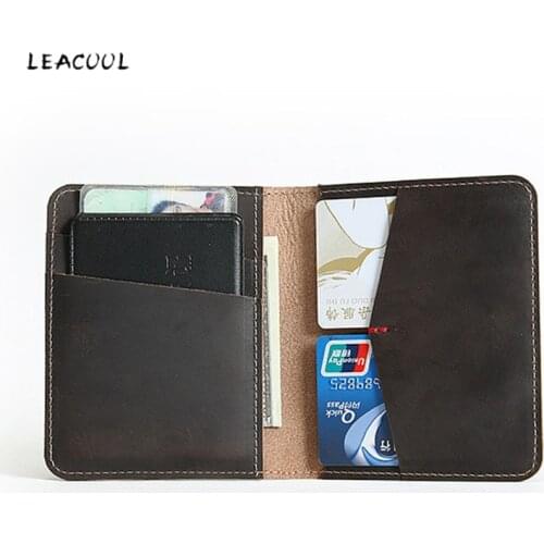 100% Genuine Leather Passport Cover Men Travel Wallet Credit Card Holder Cover Russian Driver License Wallet Document Case