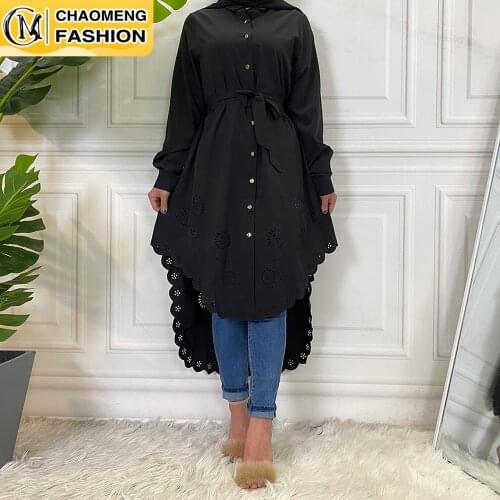 Plain Solid Muslim For Women Long Sleeve Casual Tops Malaysia Turkey Arabic Islamic Clothing Shirt Blouse Dubai Ladies Mujer