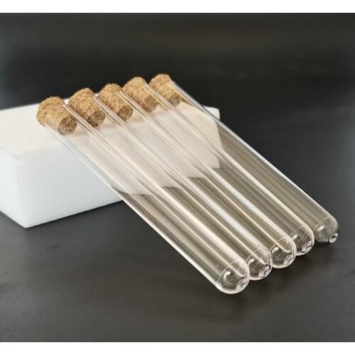 48pcs/Lot 12*100mm 8ml Plastic Test Tube with Cork Stopper Round Bottom Reagent Reaction Vessel For Laboratory or Wedding Gift