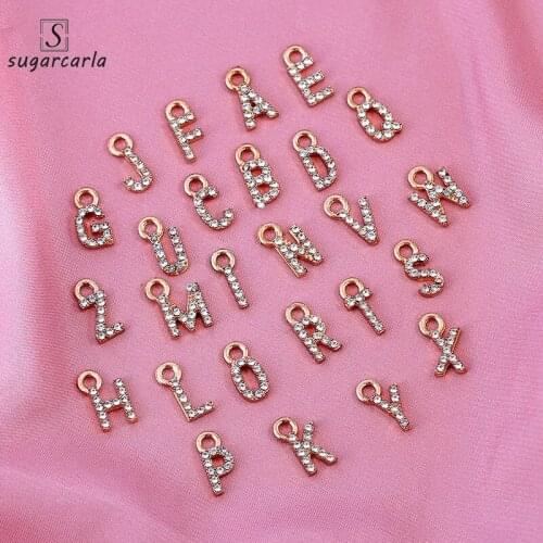 10Pcs Rhinestone A-Z Alphabets Charms 2 Colors Alloy Letters Pendant Charm For DIY Jewelry Earring Making Accessories Necklace
