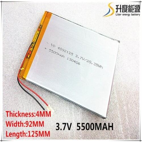 Polymer battery 9 inches tablet battery domestic the built-in rechareable battery 4092125 3.7V 5500MAH 4090125