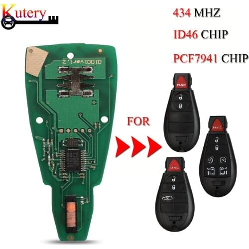 Kutery Remote Smart Car Key Circuit board For Chrysler Jeep Grand Cherokee 2008-2012 ID46 PCF7941 Chip 433Mhz