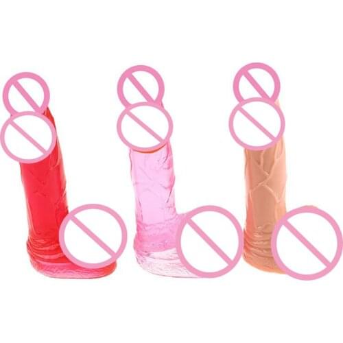 Jelly Realistic Dildo Crystal Penis Dildo Cock Strapon Sex Toys for Woman Masturbation Orgasm