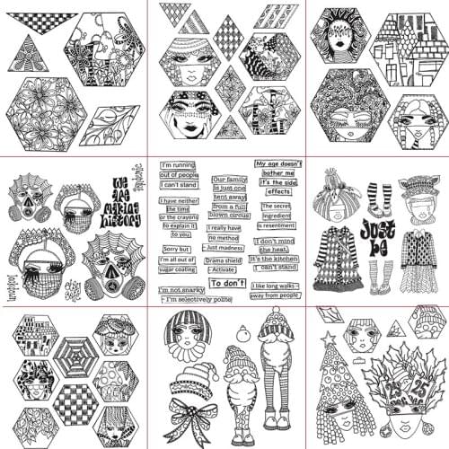 Christmas Hexagon Frame Ghost Card Making Clear Stamps For DIY Scrapbooking Card Making Album Decorative Silicone Stamp Craft