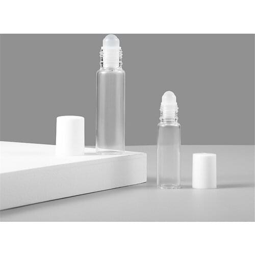 1PCs 5ml/10ml Glass Roller Bottles Empty Clear Bottle With Roll On Ball Empty Cosmetic Essential Oil Vial Transparent Glass Tube