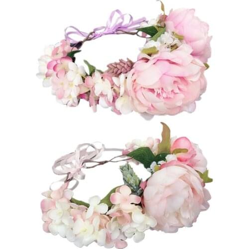 Wedding Bridal Romantic Headband Wreath Imitation Flower Succulent Garland Crown F3MD