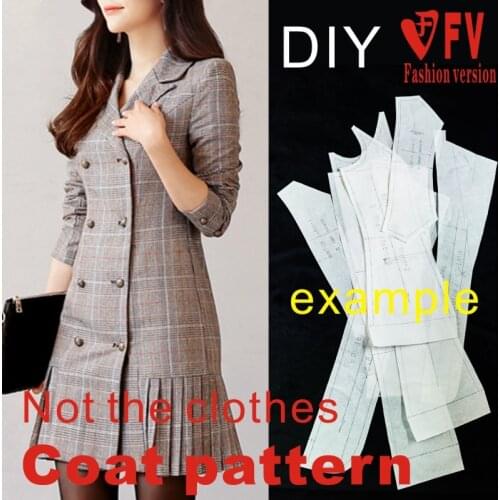 Windbreaker pattern womens lapel double-breasted coat pattern 1:1 garment sewing drawing BFY-286