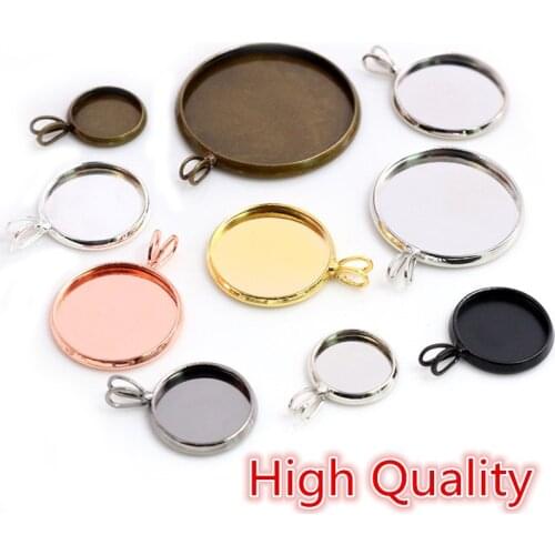 High Quality 10mm 12mm 14-25mm Inner Size Brass Material V Style Cabochon Base Cameo Setting Charms Pendant Tray