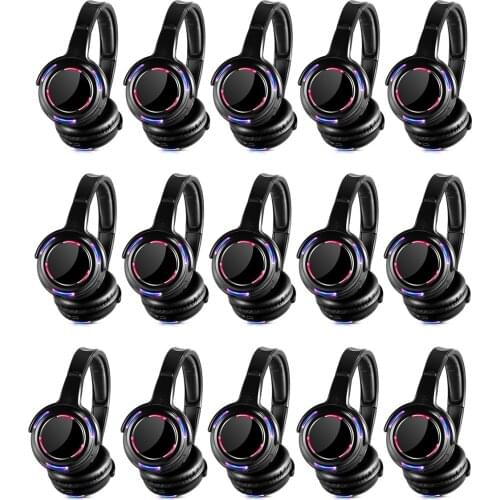 Factory Sell 500m LED Wireless Silent Disco Headphone only 15pcs Headsets Bundle
