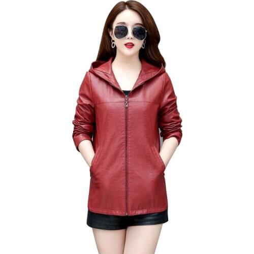 Plus Size 4XL Leather Coat Women New 2021 PU Leather Jacket Women Spring Short Slim Autumn Motorcycle Leather Clothing Female