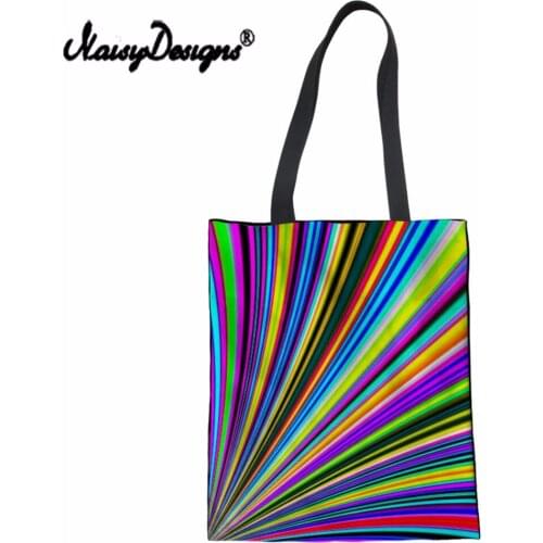 NoisyDesigns Women Tote Bags Muilt Color 2021 Rainbow Bag Double Sides Printing Lady Sac Reusable Shopping Bag Beach HandBags