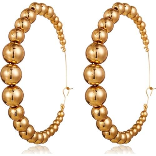 New size bead opening C-shaped Circle Earrings creative exaggerated number C-shaped Earrings female