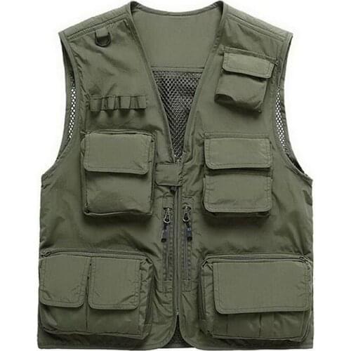 Summer New Brand Outdoors Travels esporte Vest Tops Mesh Men Vest Plus Size Vests Multi Pockets Jacket