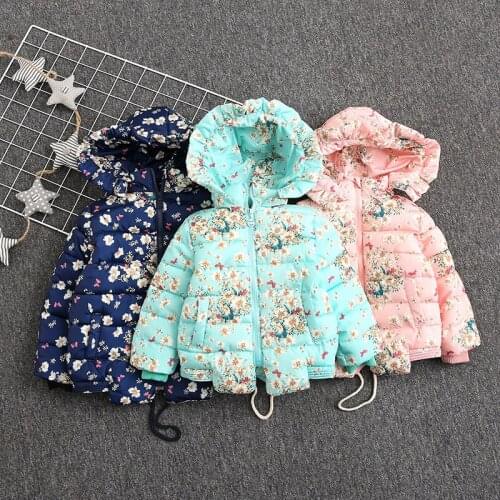 Winter Jackets for Girl Full Printed Girl Warm Coat Children Clothes Hooded Zipper Thicker Parkas Toddler Winter Coats Clothing