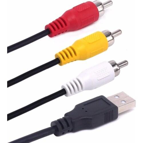 1.5m USB Male to 3 RCA Male Jack Splitter Audio Video AV Composite Adapter Cord Cable