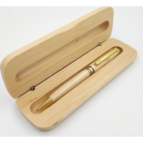 1 Set Upscale Wooden Business Office Gift Ballpoint Pen Creative School Supplies Fashion Maple Pen Box Signing Pens