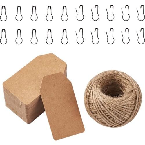 1 set Hemp Cord Twine String/Iron Brooch Findings/Kilt Pins and Jewelry Display Kraft Paper Price Tags for Display