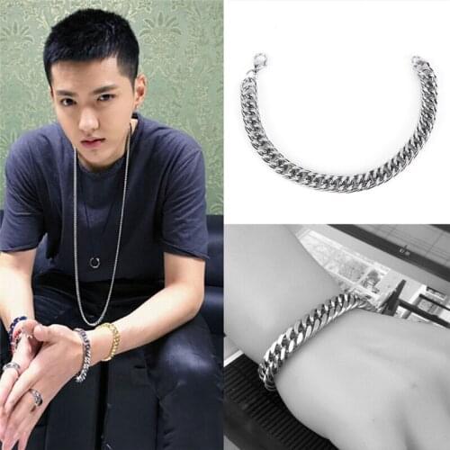 1pcs Jewelry Men Bracelet Cuban Links & Chains Stainless Steel Bracelet For Bangle Male Accessory Wholesale