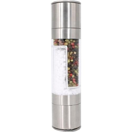 2In1 Dual Chambers Stainless Steal Sea Salt Pepper Grinder Adjustable Coarseness Spices Mill Seasoning Grind