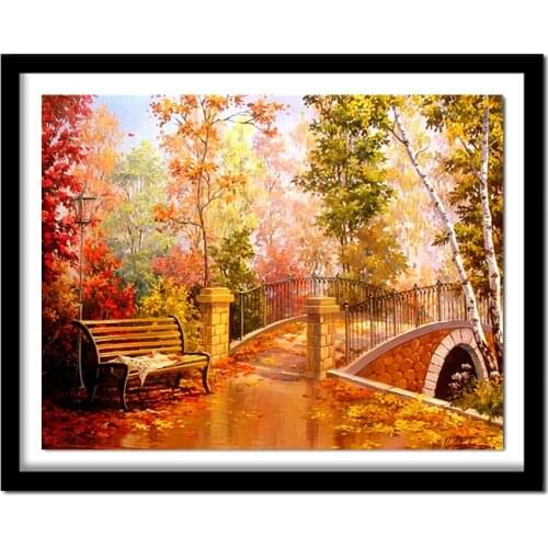 Full Drill Square Diamond 5D DIY Diamond Painting"forest bridge"Diamond Embroidery Cross Stitch Rhinestone Painting