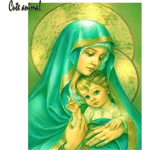 Diamond Embroidery Virgin Mary 5D Diamond Painting Full Square Drill Needlework Rligious icon Picture Of Rhinestones Decor Gift