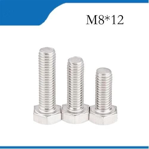 Free shipping10pcs/Lot DIN933\GB5783 M8x12 mm M8*12 mm 304 Stainless Steel hex bolts Outside the hexagonal screw m bolts,m nails
