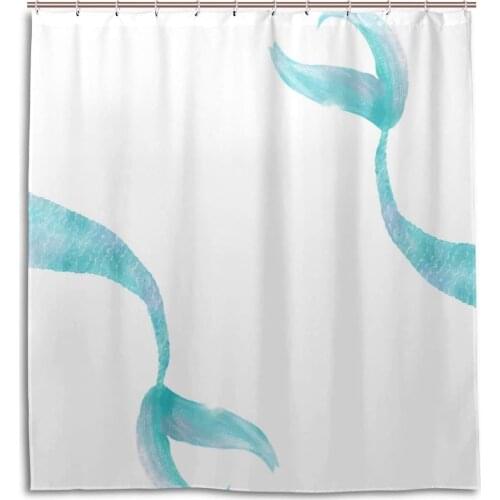 Turquoise Mermaid Tail Shower Curtain Custom Waterproof Fabric Curtain Bathroom Decor 70x70 Inch with Hooks
