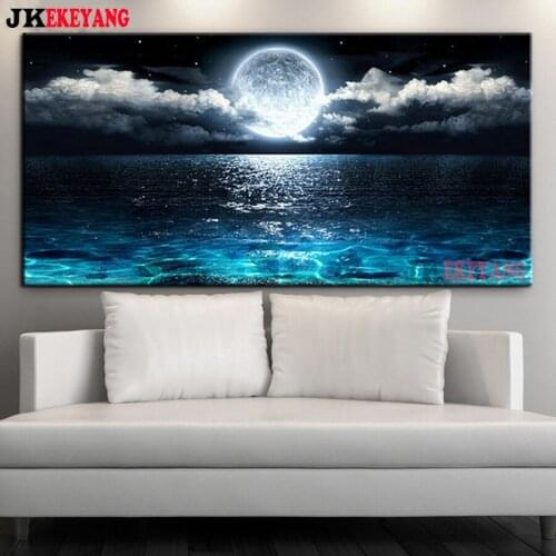 Large 5D Diy diamond painting Sea moon Diamond Mosaic Rhinestone Embroidery cross stitch Y4058