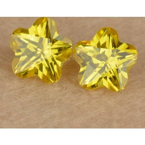 Sale Zircon Beads 5AAAAA 3*3~10*10mm Light Yellow CZ Stone Five Petaled Flower Shape Loose Cubic Zirconia Lab Grown Gems For DIY