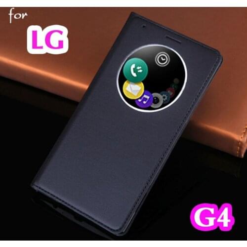 Leather Flip Cover Phone Case For LG G4 LGG4 G 4 H818 H815 H812 H811 H810 VS986 LS991 F500 Smart Circel Window View Back Case