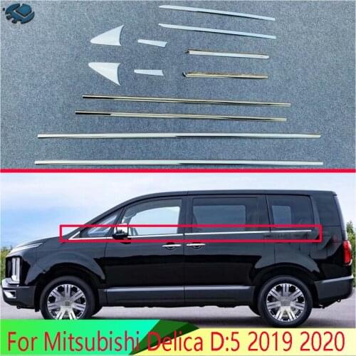 For Mitsubishi Delica D:5 2019 2020 Car Accessories Body Styling Stick Stainless Steel Window Garnish Window Strip Trim