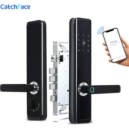 TTlock APP Biometric Fingerprint Door Lock Keyless Smart Lock WiFi Bluetooth Fingerprint Lock Electronic Home Lock Dual Battery