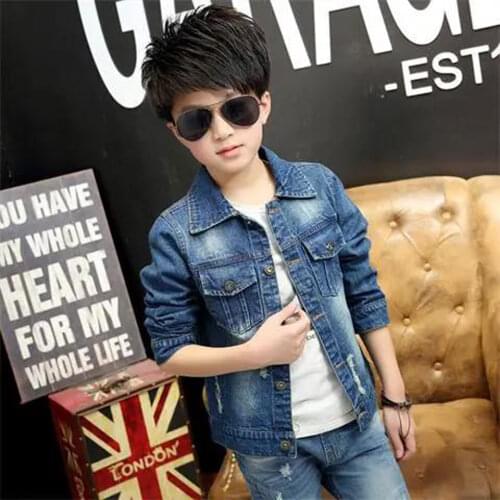 New Style Denim Outwear Spring Autumn Blue Color Fashion Baby Boys Jean Jackets For 3 4 6 8 12Yrs Kids Baby Boys Casual Clothes