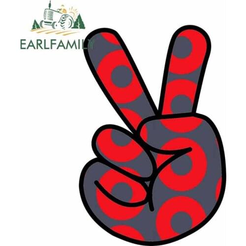 EARLFAMILY 13cm X 8.9cm for Victory Sign Donut Peace RV Decal Refrigerator Motorcycle VAN Car Stickers Windshield Vinyl Car Wrap