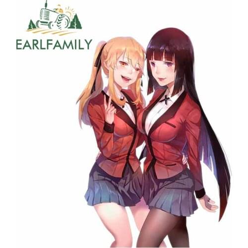 EARLFAMILY 13cm x 9.4cm For Kakegurui Car Bumper Window Stickers DIY Vinyl Material Decal Car Styling Occlusion Scratch