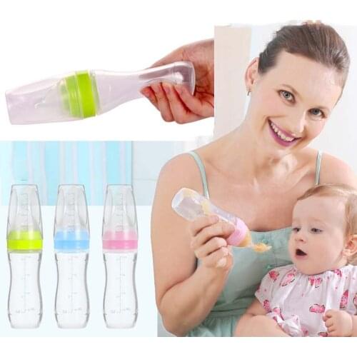 120ml Cereal Feeding Bottle Baby Toddler Leak-proof Food Dispensing Spoon Juice Bottle Spoon Food Supplement Rice Cereal Bottles