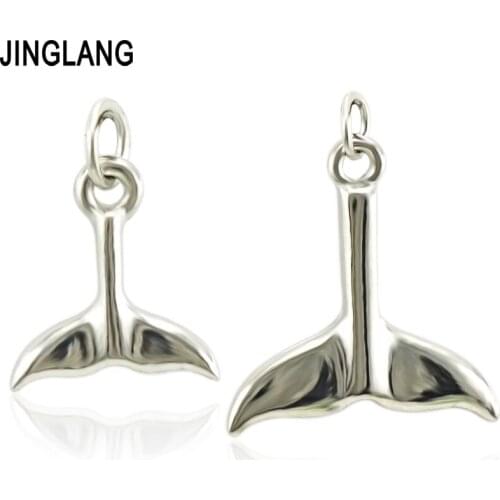 JINGLANG Plating Color Whale Taill For Jewelry Making Fashion Earring Pendant Necklace Bracelet Charms Accessories Craft 30 pcs